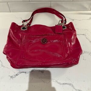 Coach Alex Stitched pink patent leather purse